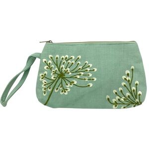 Red Blossom Embroidered Dandelion Wristlet Purse